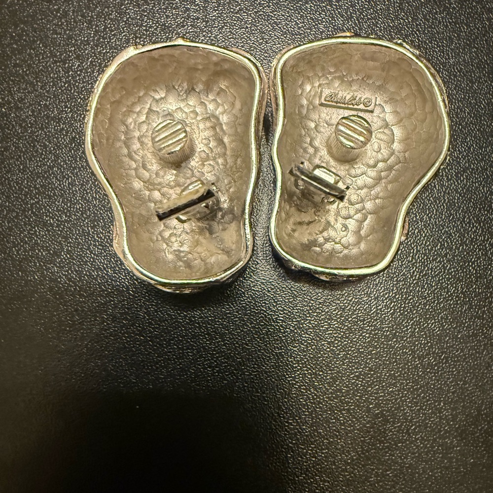 Vintage Alexis Kirk Elegant Two-Tone Clip-On Earrings - Gold & Silver Finish - Picture 2 of 2
